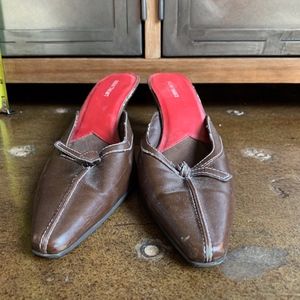 Brown Leather Kitten Heel